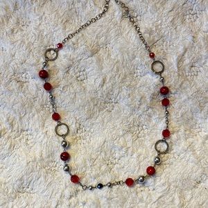 Red black and silver necklace